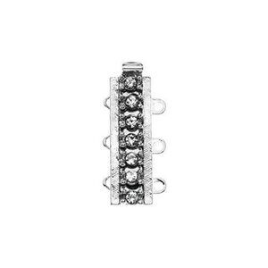 3-Strand Box Clasp with Swarovski Crystals 22x10mm, 1 Set, Rhodium Plated